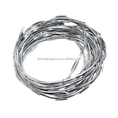BTO22 롤 두께 0.45±0.05mm 가닥 500MM 콘서티나 보안 블레이드 면도 와이어 BTO-22 CBT-65 울타리용 단일 면도