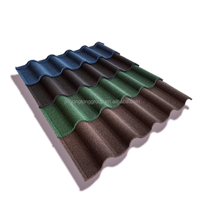 색상 돌 칩 코팅 표면 0.3mm 0.35mm 0.4mm 0.42mm로 만든 지붕에 대한 돌 코팅 철강 지붕 잎