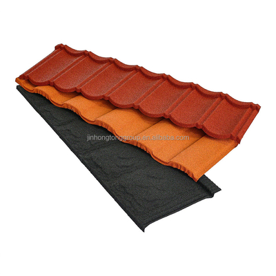 색상 돌 칩 코팅 표면 0.3mm 0.35mm 0.4mm 0.42mm로 만든 지붕에 대한 돌 코팅 철강 지붕 잎