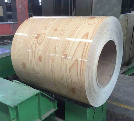 ISO9001 인증 된 목재 페인트 PPGI 코일 Z100 코팅 된 코러브 된 주황 강철 코일 PPGI RAL 3028 0.3 * 1000 사양